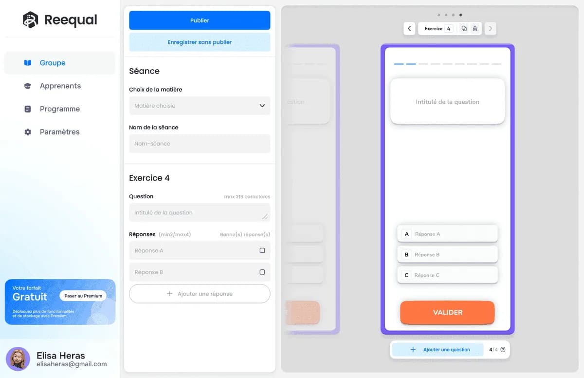 Aperçu du tableau de bord Reequal LXP et de l'application mobile