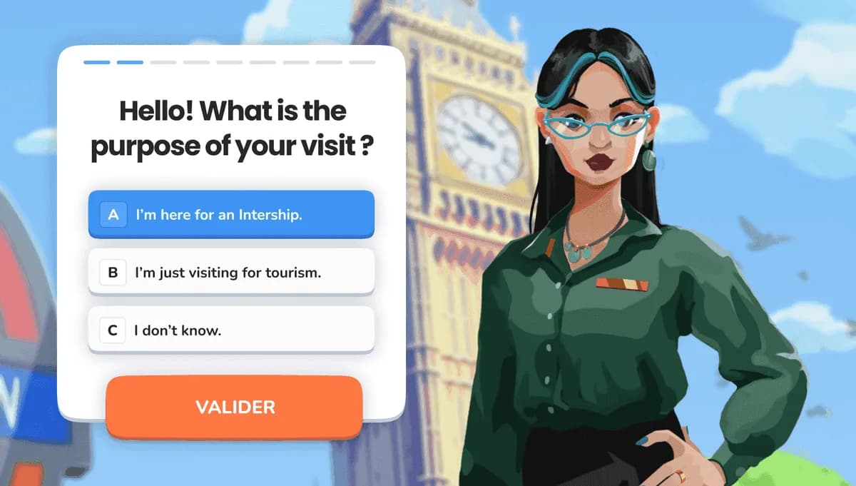 Aperçu de l'application Reequal School avec un scénario en anglais