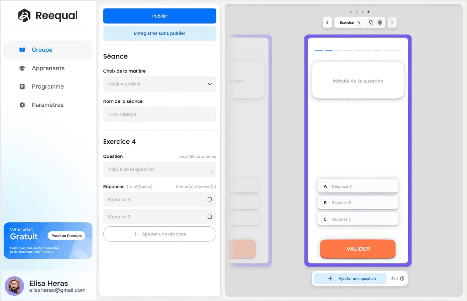 Éditeur de scénarios avec aperçu mobile de la question