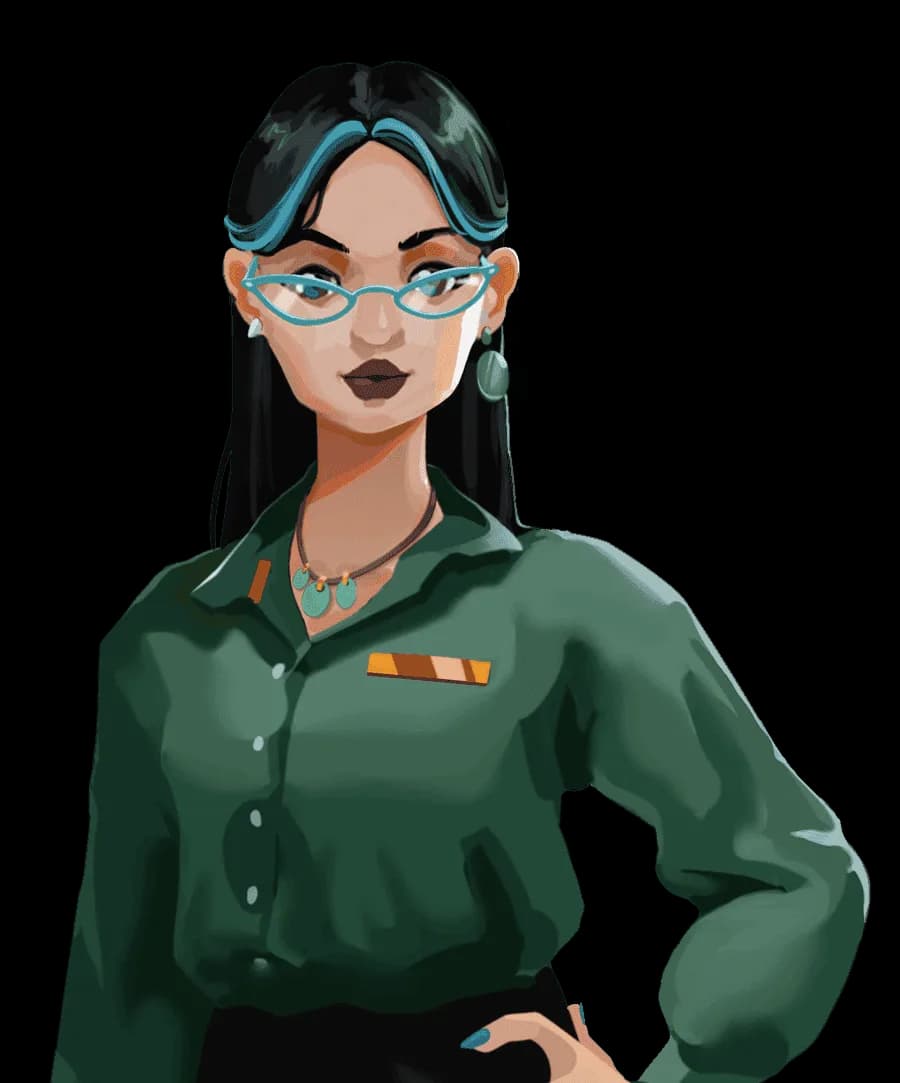 Responsable RH en costume vert dans un bureau