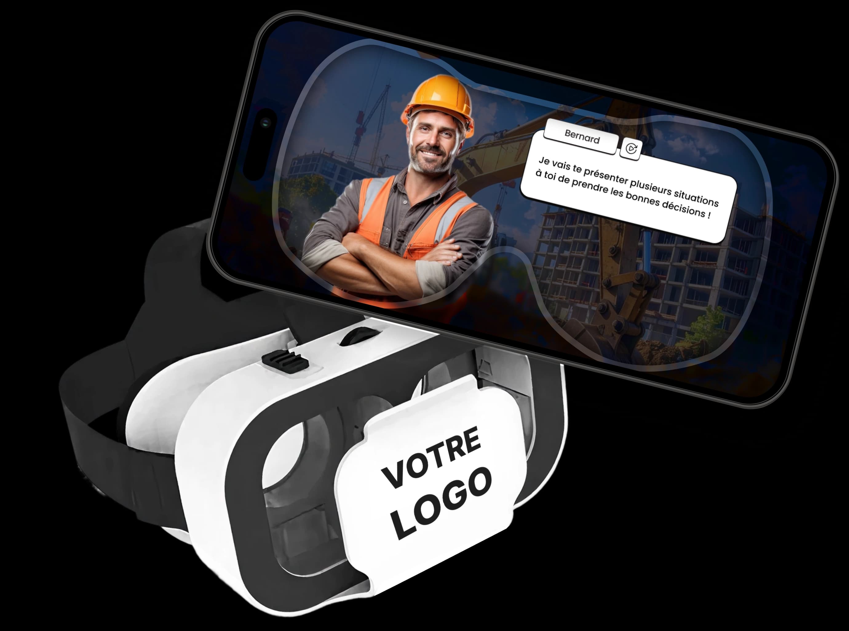 Aperçu : simulation métier en réalité virtuelle sur smartphone.